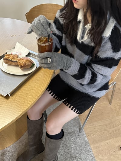 含羊毛針織手套（可露指）8