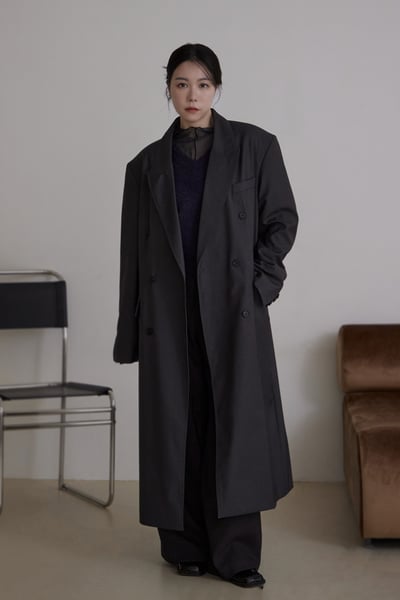 經典必備寬鬆長版西裝外套1