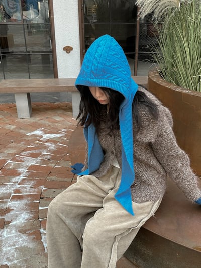 柔軟針織圍巾帽（多色）5