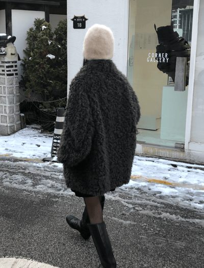 時髦小翻領毛絨絨外套18