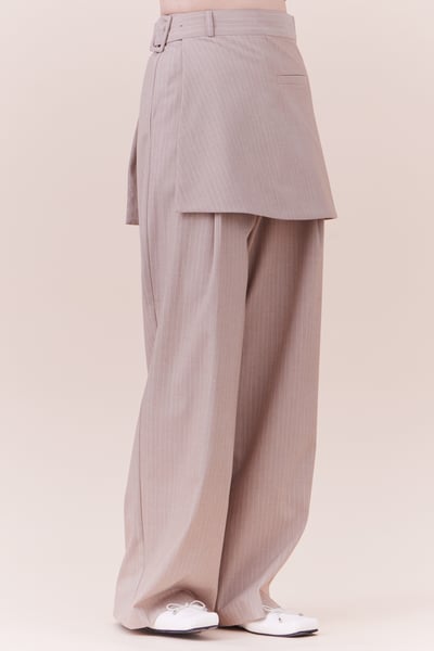 兩件式條紋西裝長褲裙1