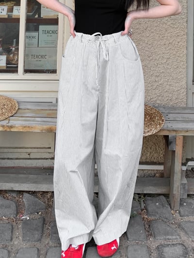 調整抽繩挺版條紋氣球褲（成套優惠）1