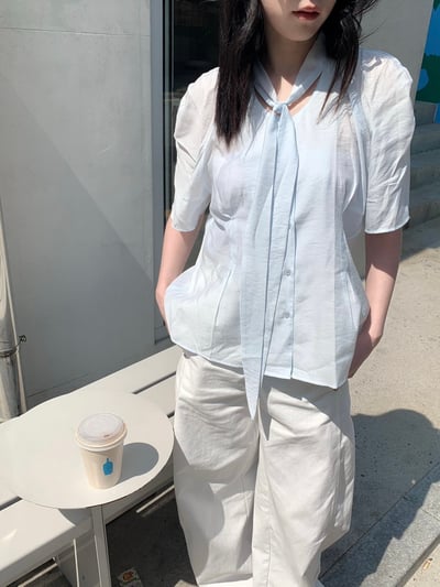 仙女光芒綁帶透透襯衫6