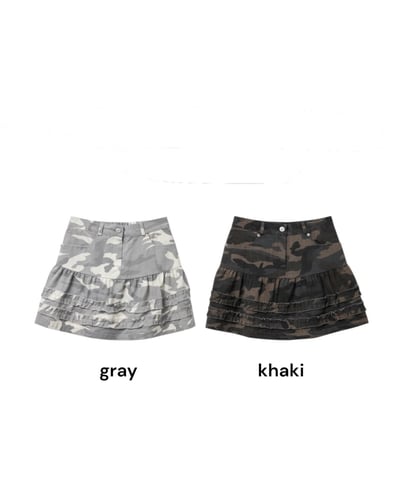 小花摺造型迷彩短裙12