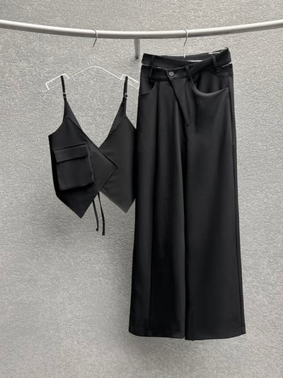 雙層交錯腰頭設計西裝長褲12