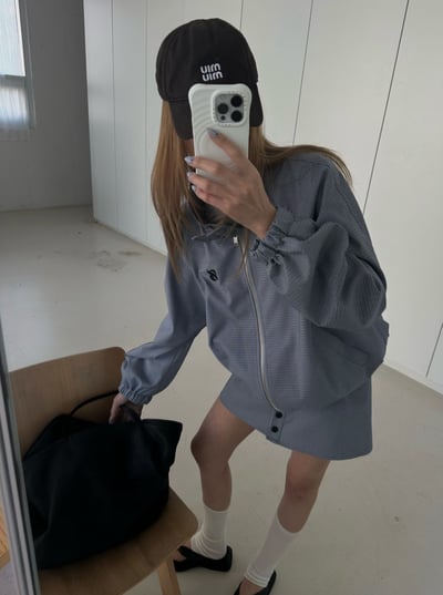 微甜休閒格紋褲裙套裝8