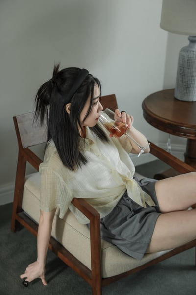 鬆緊拼接西裝條紋短褲6