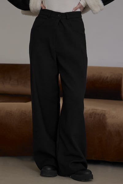 雙腰釦內磨毛西裝長褲11