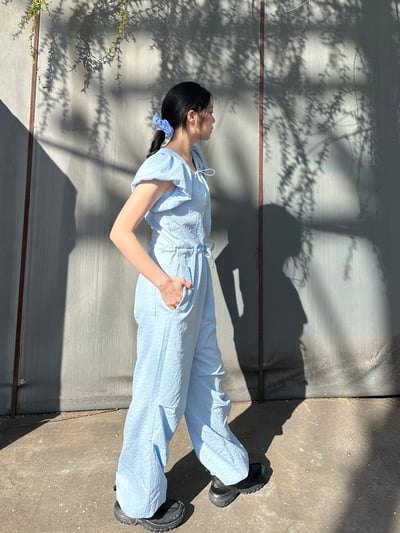 出遊必備花苞袖緹花連身褲（子珊同款）7