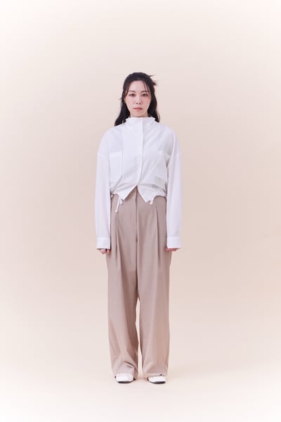 兩件式條紋西裝長褲裙12