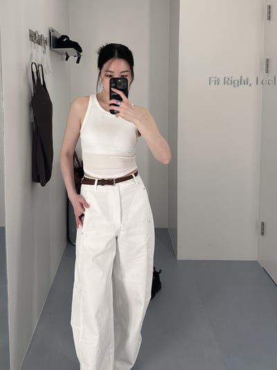 鉚釘設計反摺褲管附腰帶牛仔長褲2