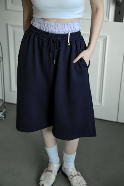 條紋配襯小吊環七分棉褲（咩冷同款）6