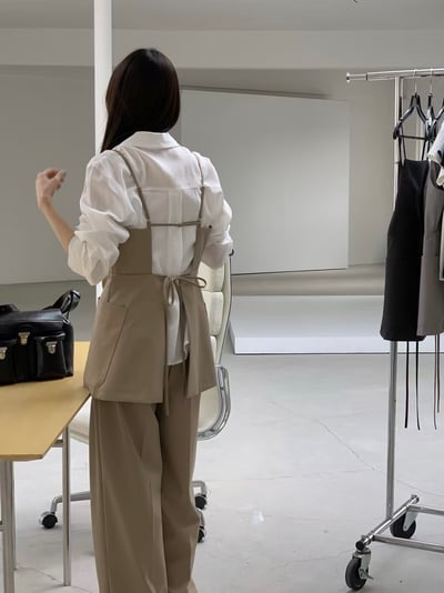 後綁腰質感西裝背心裙2