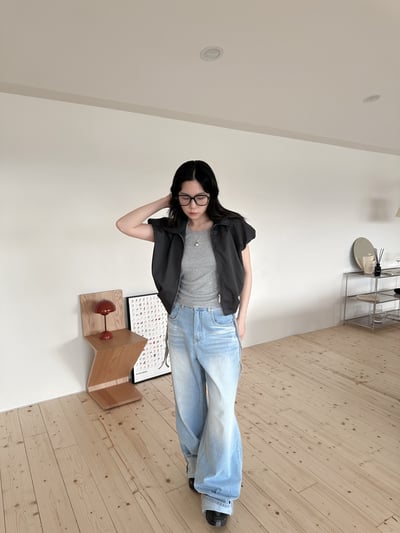 雙拉鏈抓皺設計背心3