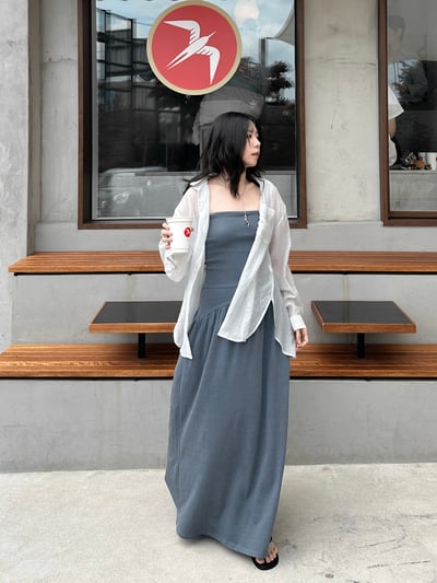 低調混紡條紋輕透襯衫1