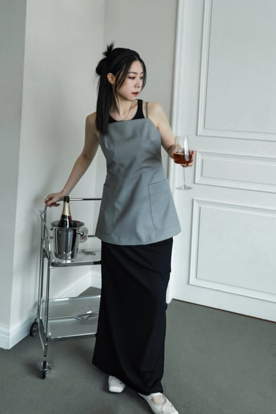 後綁腰質感西裝背心裙7