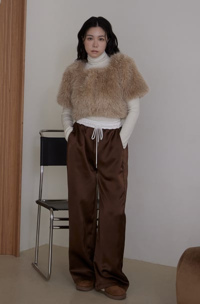 高級光澤溫柔緞面長褲2