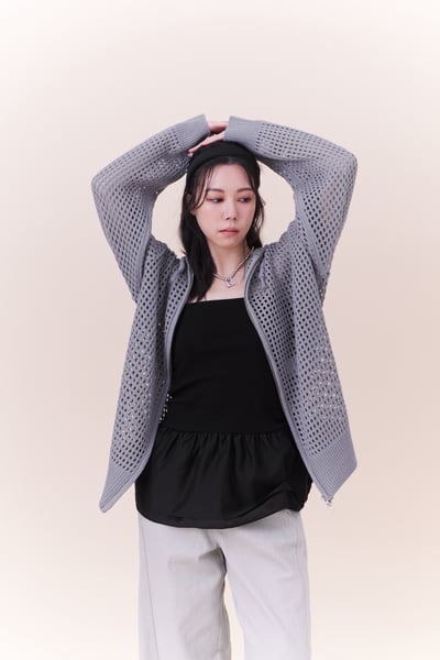 簍空針織休閒連帽外套7