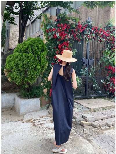 後開叉素面棉質背心洋裝2