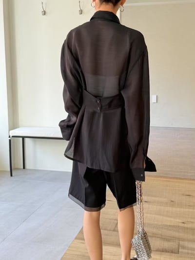 春夏光澤感兩件式透膚襯衫18