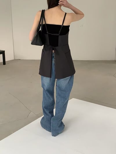 後綁腰質感西裝背心裙11