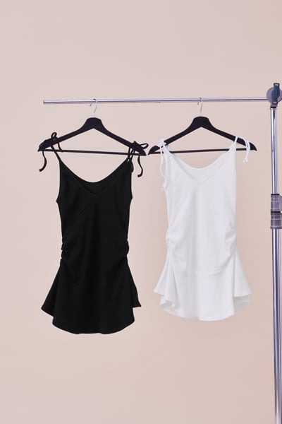 雕花棉質綁帶散擺背心12