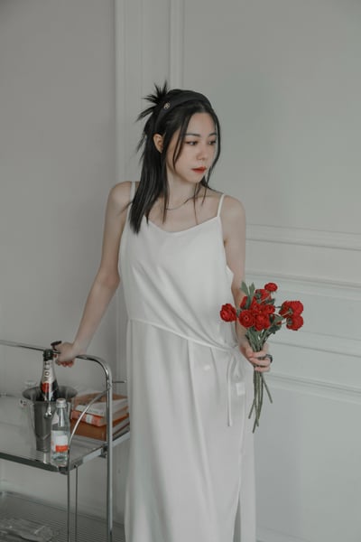 仙女日常層次綁帶細肩洋裝10