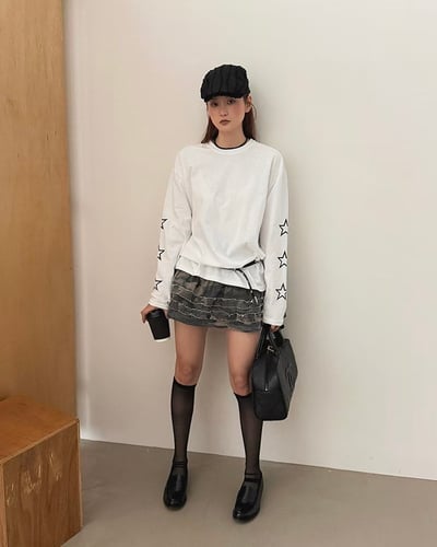 小花摺造型迷彩短裙5