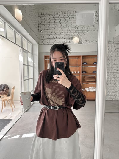 玫瑰帶刺親膚柔棉寬版T恤4