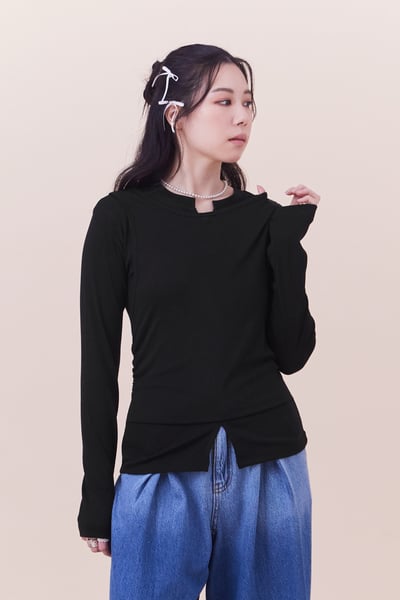 超舒服柔棉開衩角角上衣3