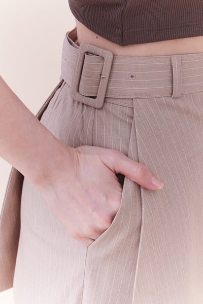 兩件式條紋西裝長褲裙8