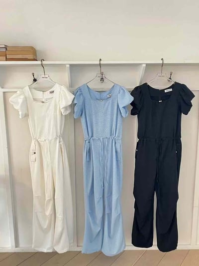 出遊必備花苞袖緹花連身褲（子珊同款）13