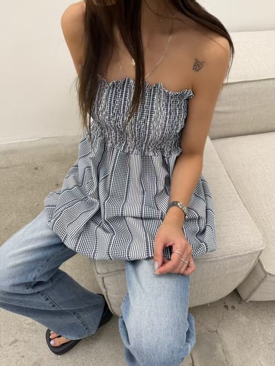 多種穿法格紋彈性連衣裙10