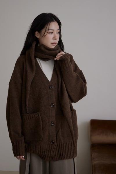 附圍巾厚實暖感針織外套3