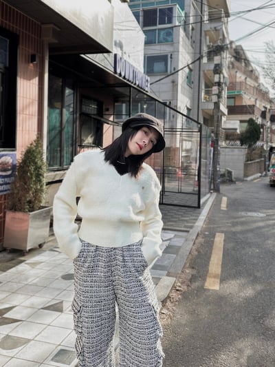 自留款經典毛呢抽繩寬版長褲4