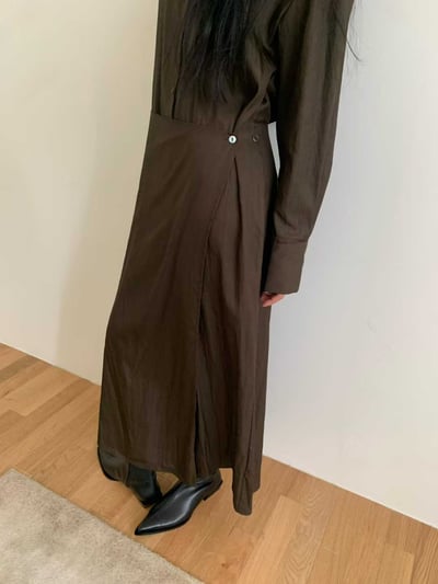 片裙造型排扣開衩襯衫洋裝9