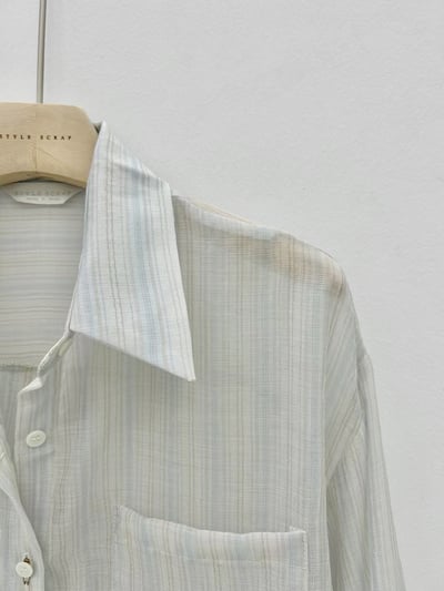 低調混紡條紋輕透襯衫7