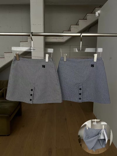 微甜休閒格紋褲裙套裝10