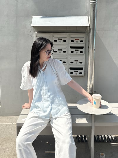 仙女光芒綁帶透透襯衫1