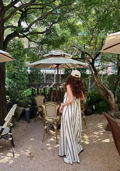 度假必備棉麻條紋洋裝5