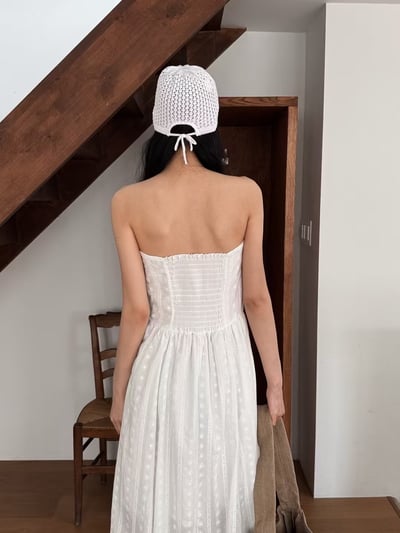 度假必備平口蕾絲雕花長洋裝8