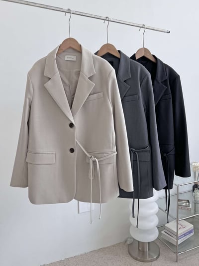 時髦墊肩多綁法西裝外套14