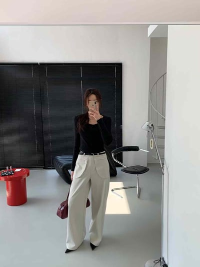 挺版顯瘦大口袋設計長褲10