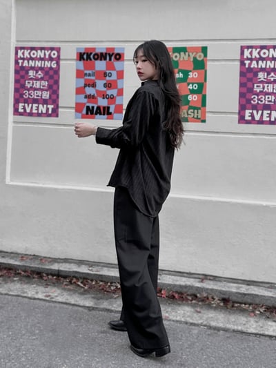 高級低調條紋綁帶式襯衫10