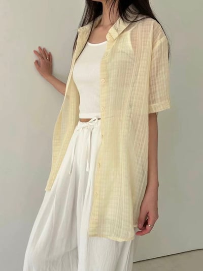 人人百搭透膚格紋襯衫8