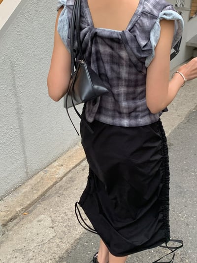 漢南洞時髦格紋不規則上衣11