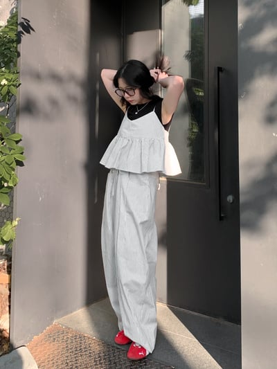 兩面穿綁帶條紋細肩背心（成套優惠）5