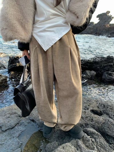 柔軟燈芯絨內刷絨寬褲（自留）7