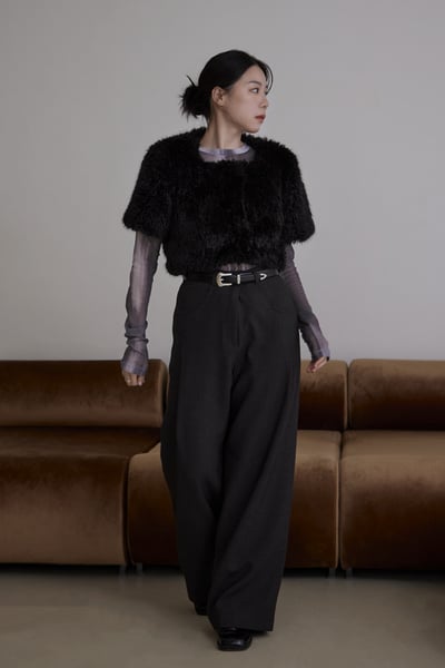 雙腰釦內磨毛西裝長褲4