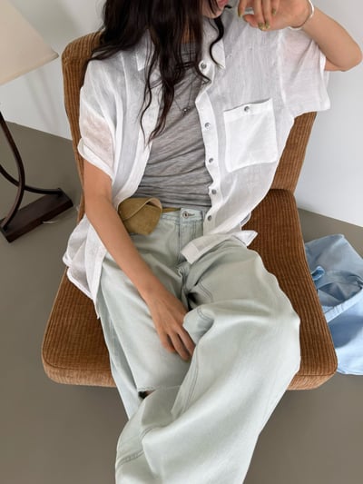 細緻壓花棉麻襯衫3